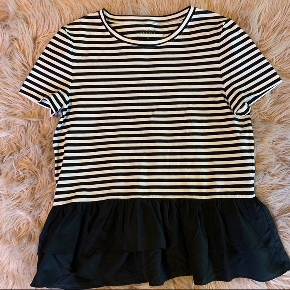 kate spade Tops - Kate Spade Broome Street Peplum Striped Top size M